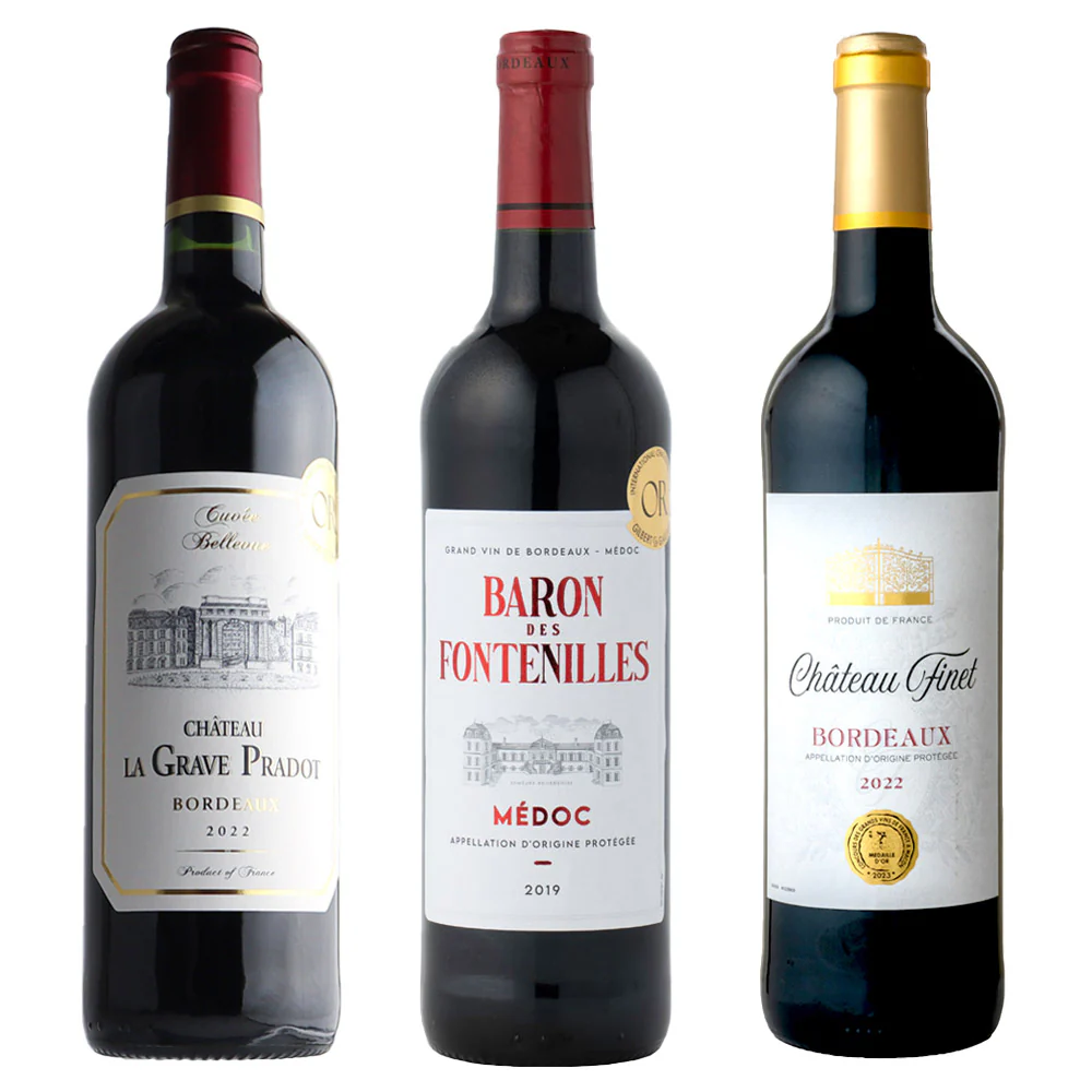 フランス ボルドー金賞赤ワイン 3本セット 750ml×3本